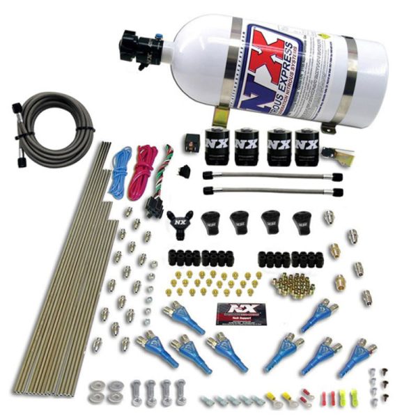 Nitrous Express Pro-Shk Gas 4 Solenoids Nitrous Kit (200-600HP) w 10lb Bottle Online