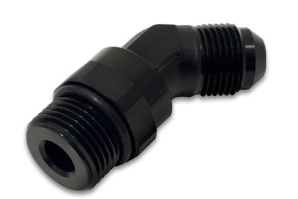 Vibrant -6AN Male Flare to Male -8AN ORB Swivel 45 Degree Adapter Fitting - Anodized Black Online now