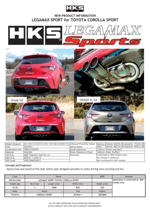 HKS LEGAMAX Sports 2018 Toyota Corolla Sport 2ZR 8NR Cheap